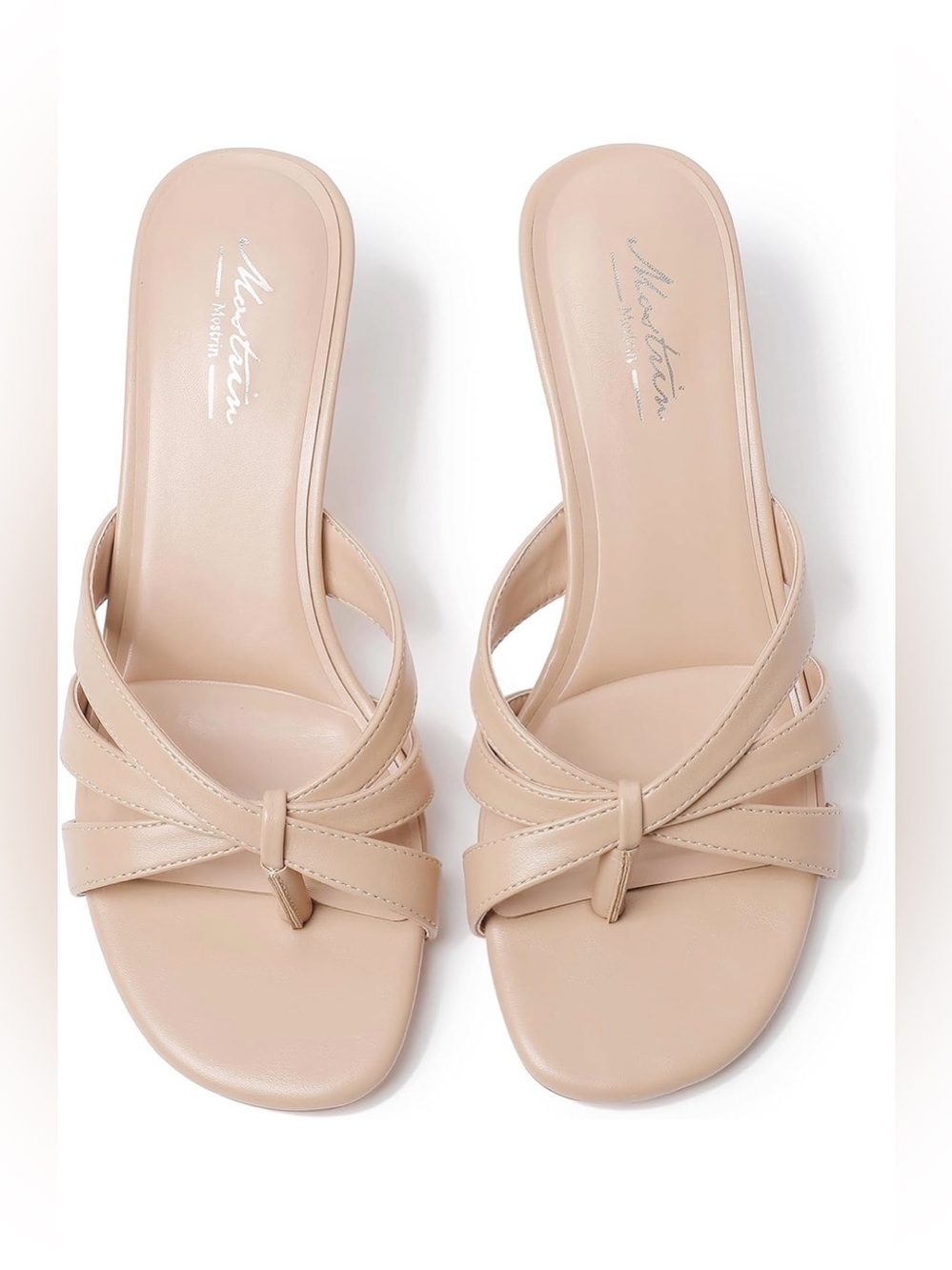 🆕Nude Print Open-Toe Kitten Heel Mule - Picture 3 of 3